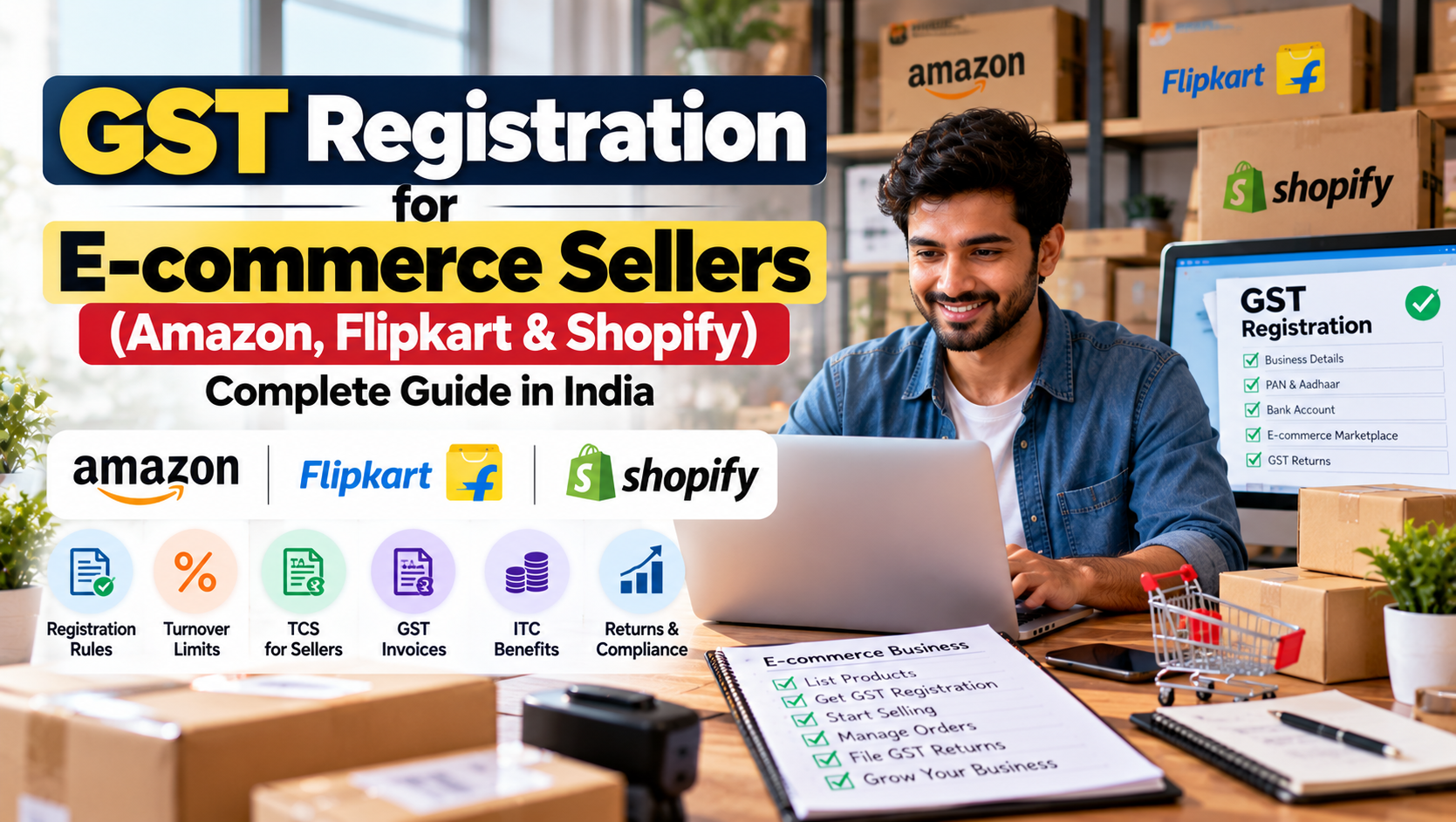 GST Registration for E-commerce Sellers (Amazon, Flipkart & Shopify): Complete Guide for 2026